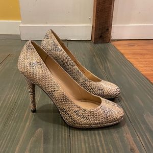 Snake Skin Low Platform Pumps